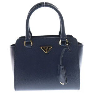 Prada Saffiano Shoulder Bag Blue Leather Handbag Crossbody